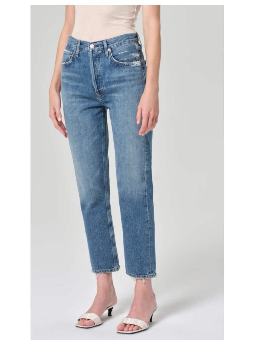 Agolde | Riley High Rise Raw Hem Straight Crop Jeans